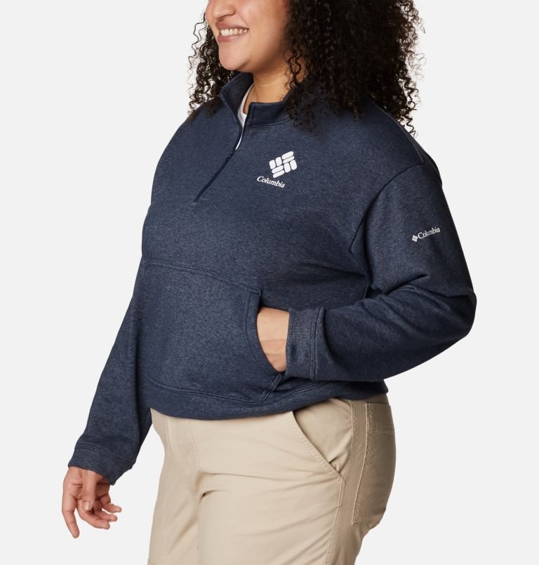 Women's Columbia Trek French Terry Half Zip Sweatshirts Navy | Plus Size CA-AL45C